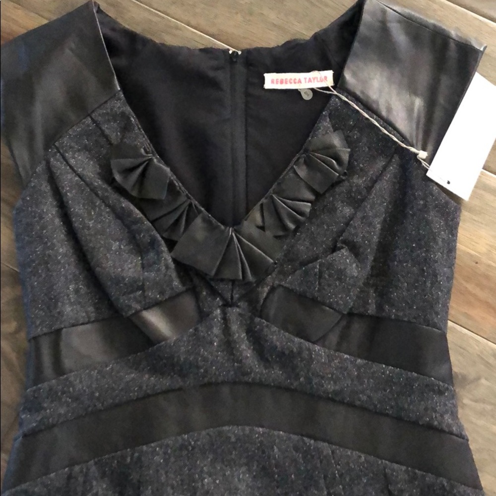 NWT Rebecca Taylor leather/wool sheath dress